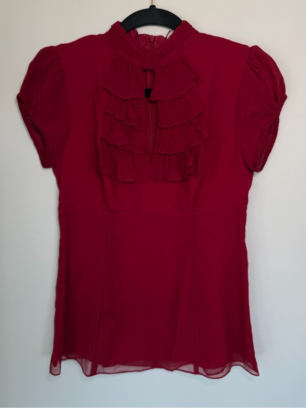 Nanette Lepore Silk Ruffled Chiffon Blouse Classic Preppy Romantic Feminine